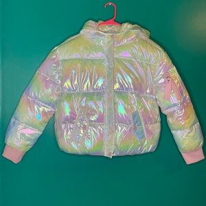 Holographic puff jacket